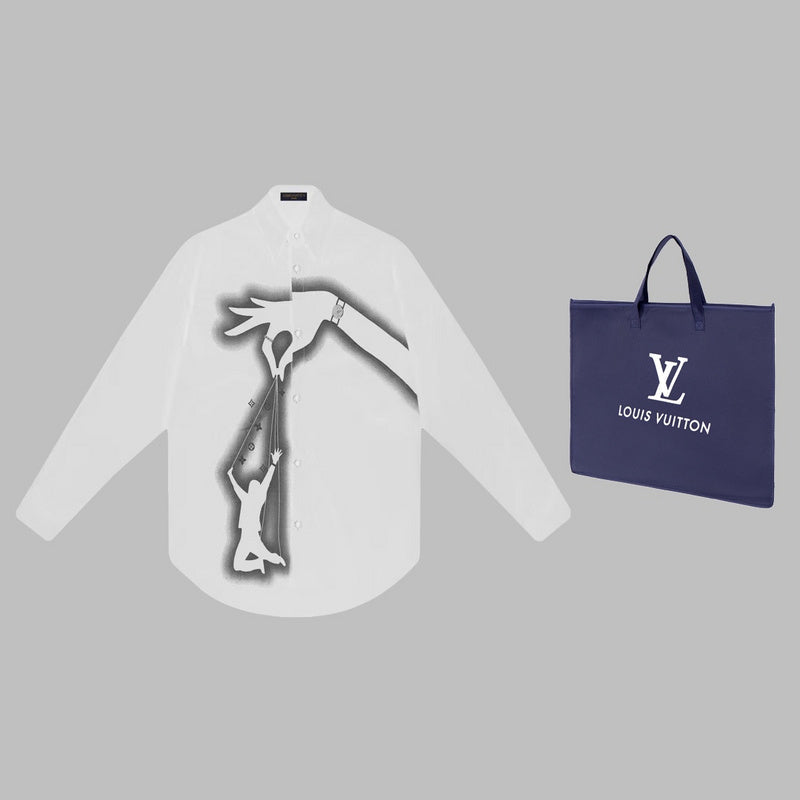 Back view of Louis Vuitton luxury clothing with monogram-inspired silhouette