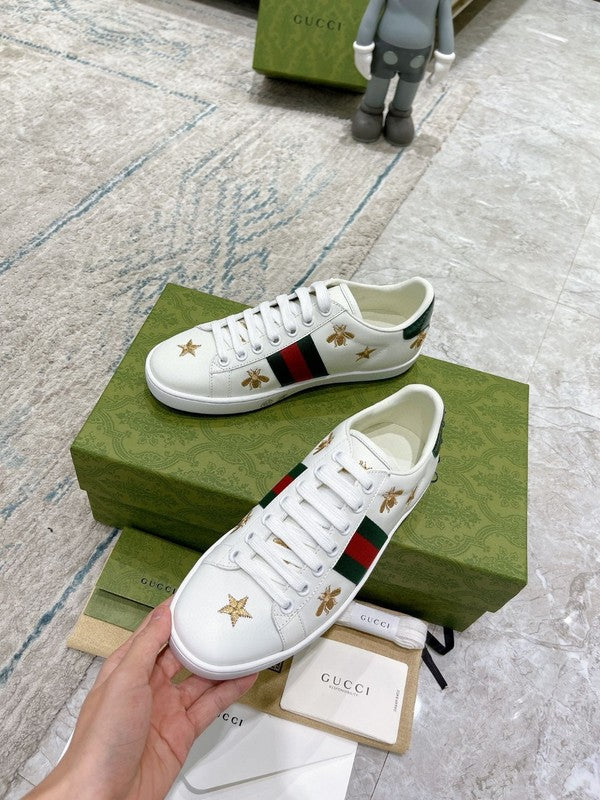 Gucci clean off-white luxury sneakers view 5 bold athletic profile