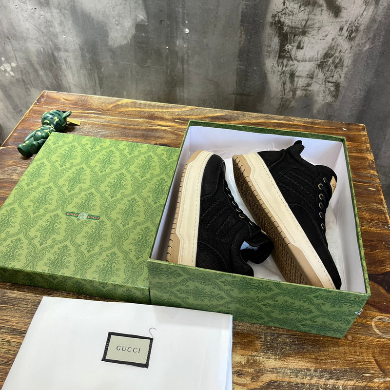 Gucci tonal black luxury sneakers view 7 premium leather build