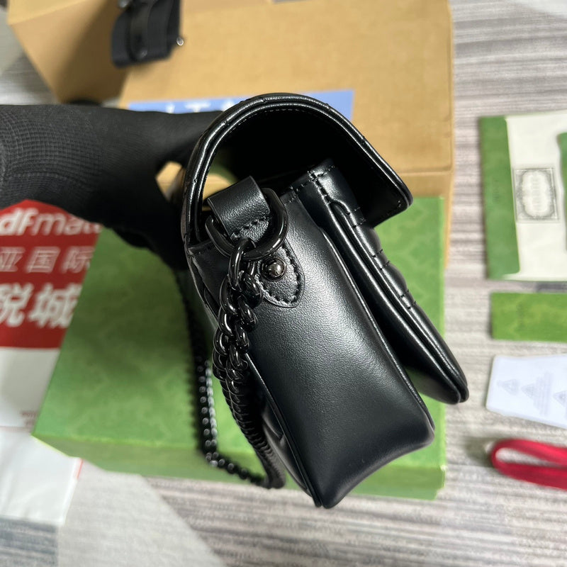 Side view of tailored structured handbag