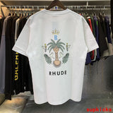 Side profile of Rhude luxury clothing with tailored silhouette
