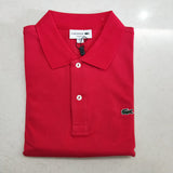 Front view of Lacoste luxury clothing with monogram-inspired silhouette