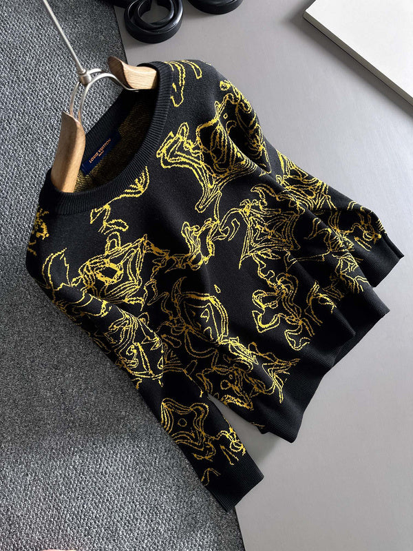 Close-up detail shot of Louis Vuitton luxury clothing with label-forward styling