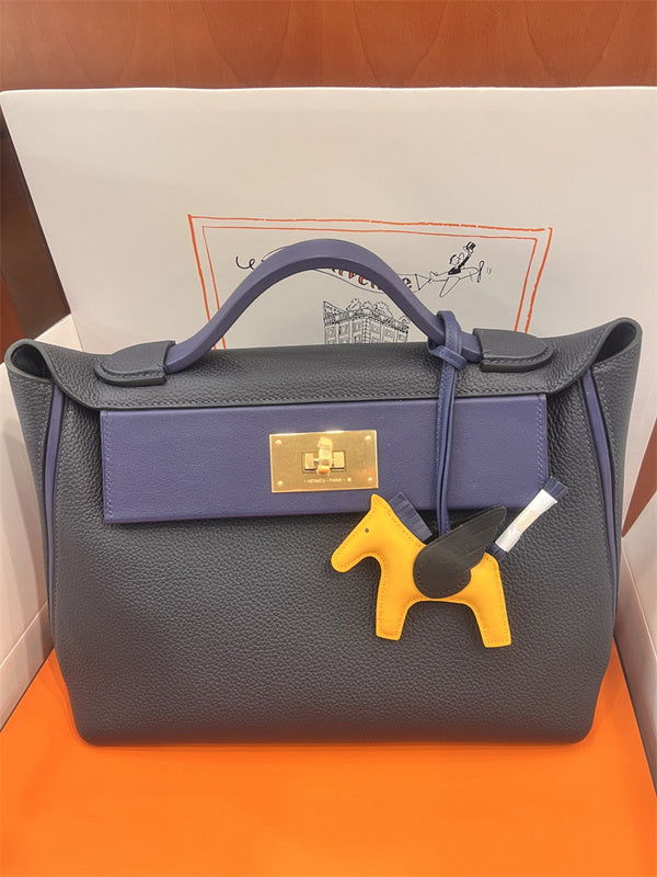 Side view of contemporary structured handbag