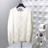 Front view of Louis Vuitton luxury clothing with signature branding