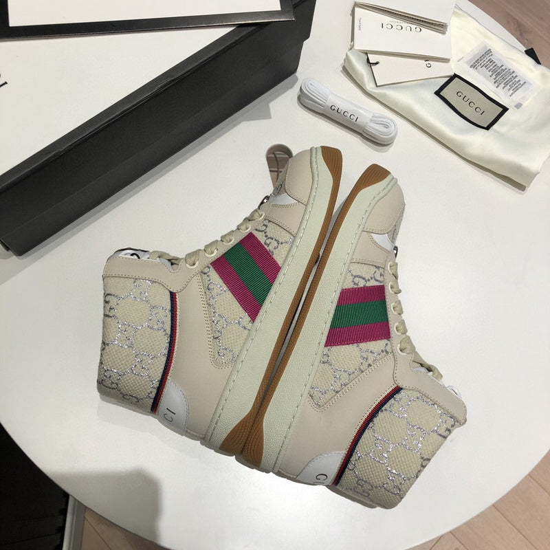 Gucci stone beige luxury sneakers view 5 padded collar comfort