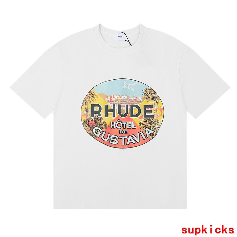 Flat lay presentation of Rhude luxury clothing with relaxed-fit cut