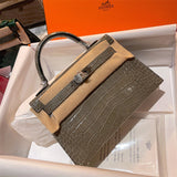 Side view of timeless structured handbag