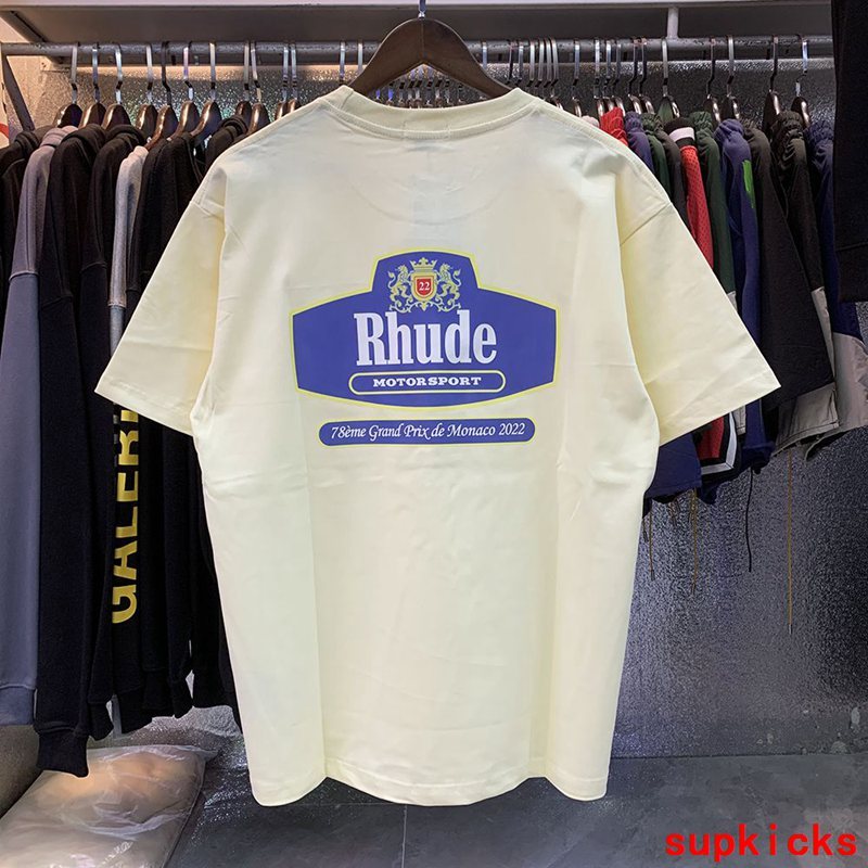 Front view of Rhude luxury clothing with tailored silhouette
