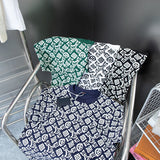 Close-up detail shot of Louis Vuitton cotton t-shirt with monogram-inspired silhouette