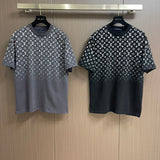 Close-up detail shot of Louis Vuitton cotton t-shirt with logo-detail design