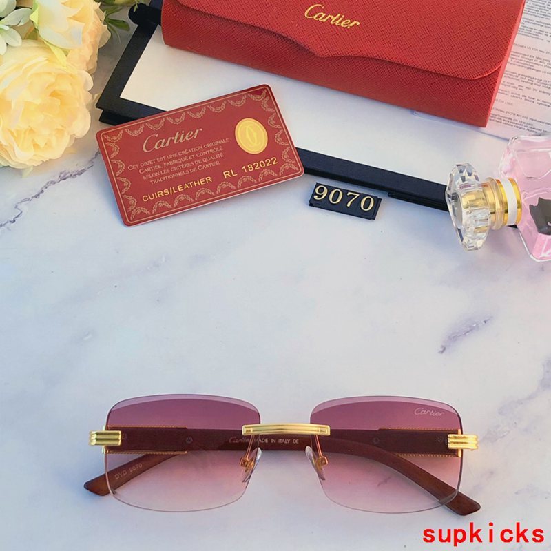Close-up detail view of Cartier unisex sunglasses