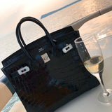 Close-up detail of understated bag design