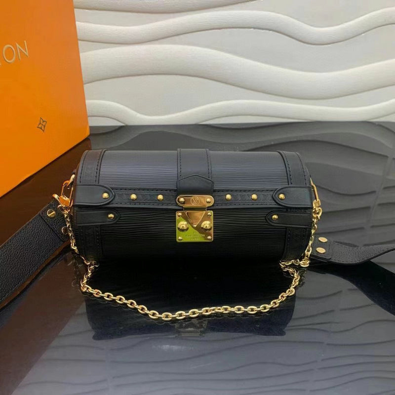 Side profile of statement structured women's handbag – women's luxury handbag