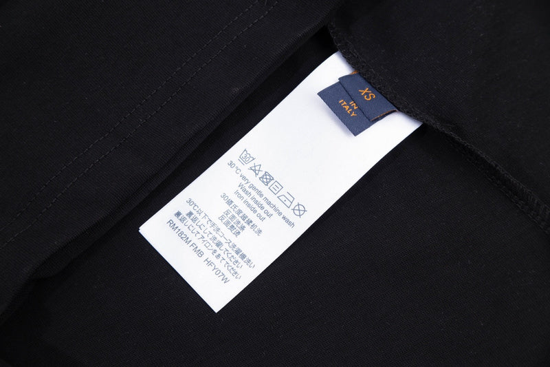 Close-up detail shot of Louis Vuitton cotton t-shirt with contemporary cut