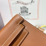 Side view of structured structured handbag