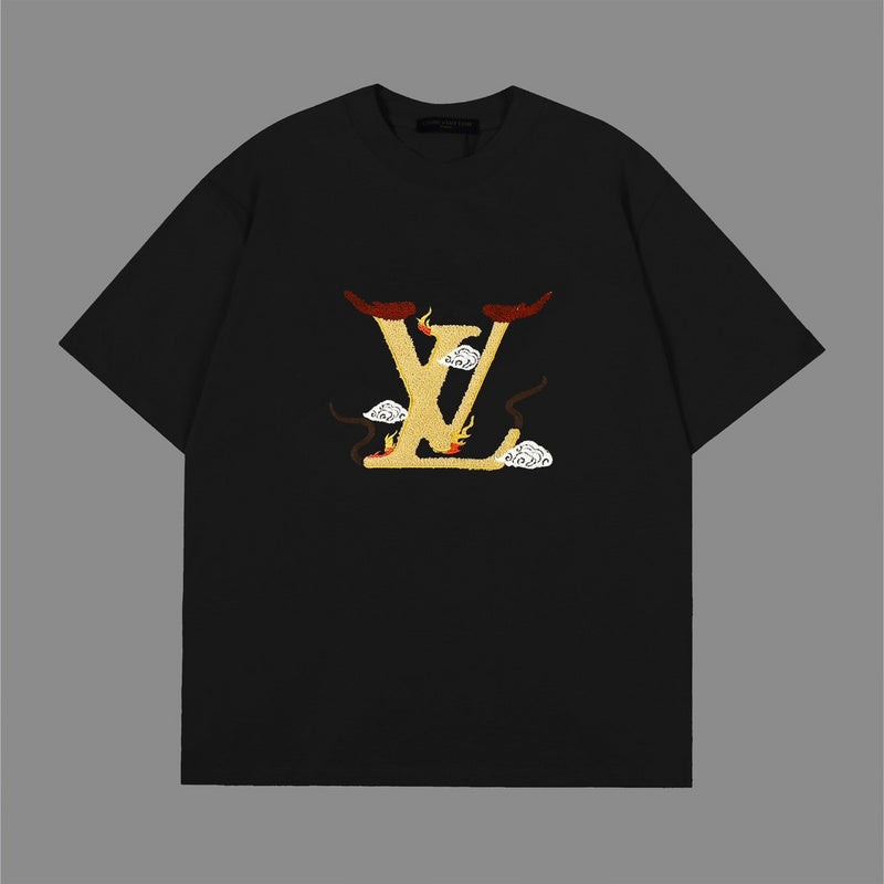 Close-up detail shot of Louis Vuitton cotton t-shirt with tailored silhouette