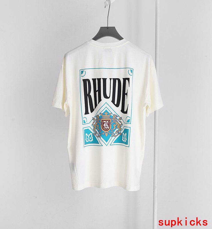 Side profile of Rhude luxury clothing with contemporary cut
