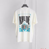 Side profile of Rhude luxury clothing with contemporary cut