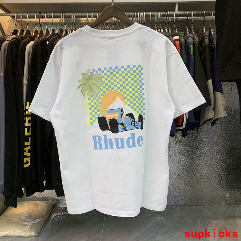 Full styled look of Rhude luxury clothing with tailored silhouette