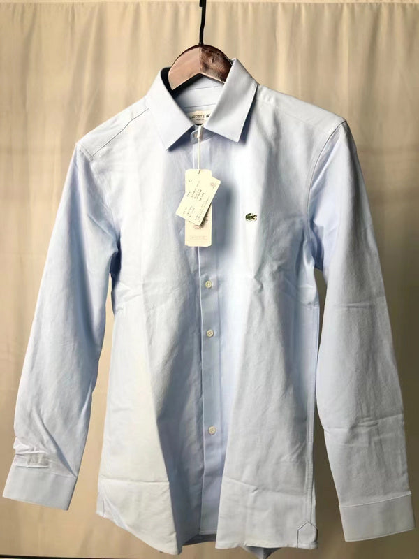 Front view of Lacoste luxury clothing with monogram-inspired silhouette