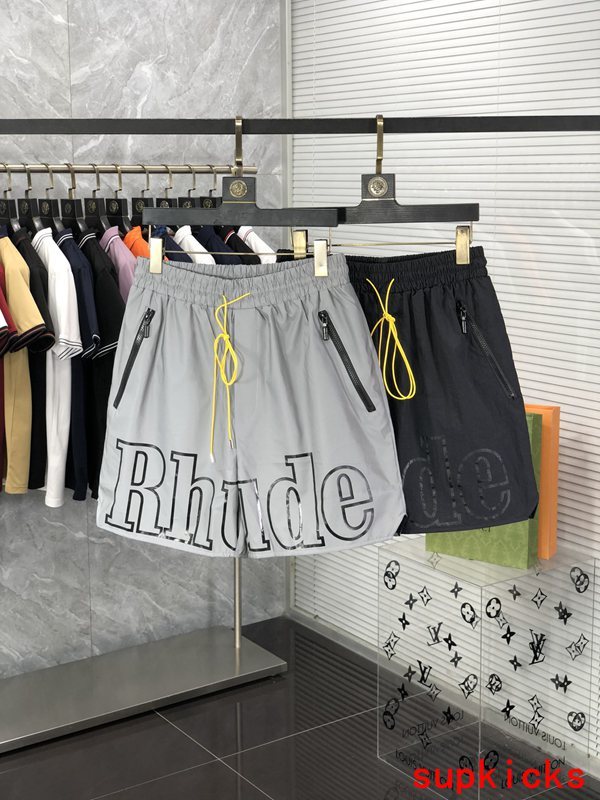 Side profile of Rhude luxury clothing with runway-inspired design