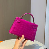 Side view of structured structured handbag