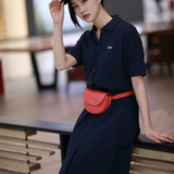 Side profile of Lacoste luxury clothing with logo-detail design
