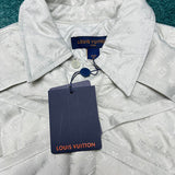 Close-up detail shot of Louis Vuitton luxury clothing with contemporary cut