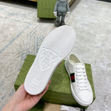Side profile of Gucci tonal black sneakers premium leather build