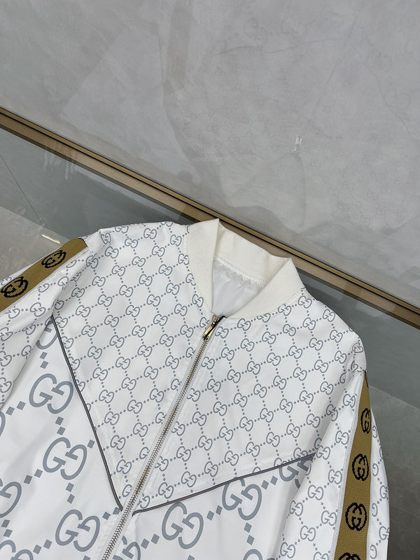 Side profile of Gucci luxury clothing with logo-detail design