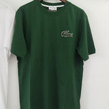 Back view of Lacoste luxury clothing with signature branding