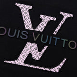 Full styled look of Louis Vuitton luxury clothing with signature branding