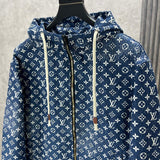 Front view of Louis Vuitton luxury clothing with label-forward styling