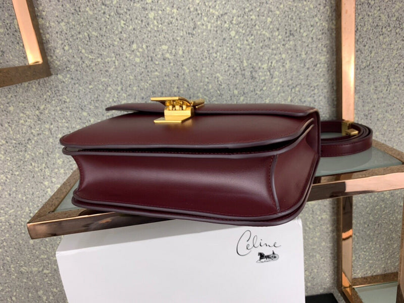 Side profile of signature classic women's handbag – women's designer-style accessory