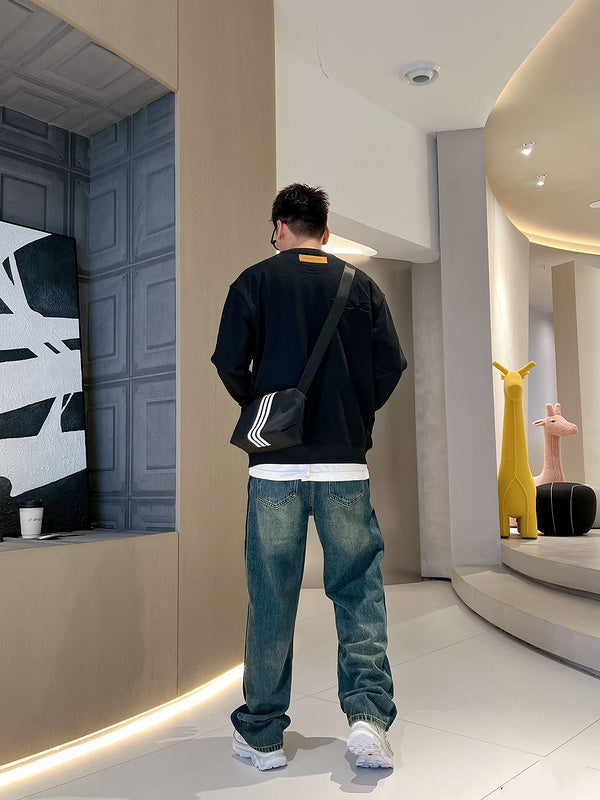 Side profile of Louis Vuitton luxury clothing with relaxed-fit cut
