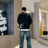 Side profile of Louis Vuitton luxury clothing with relaxed-fit cut