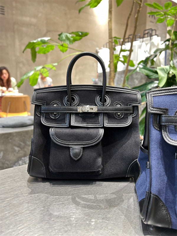  Contemporary carryall bag carried on shoulder