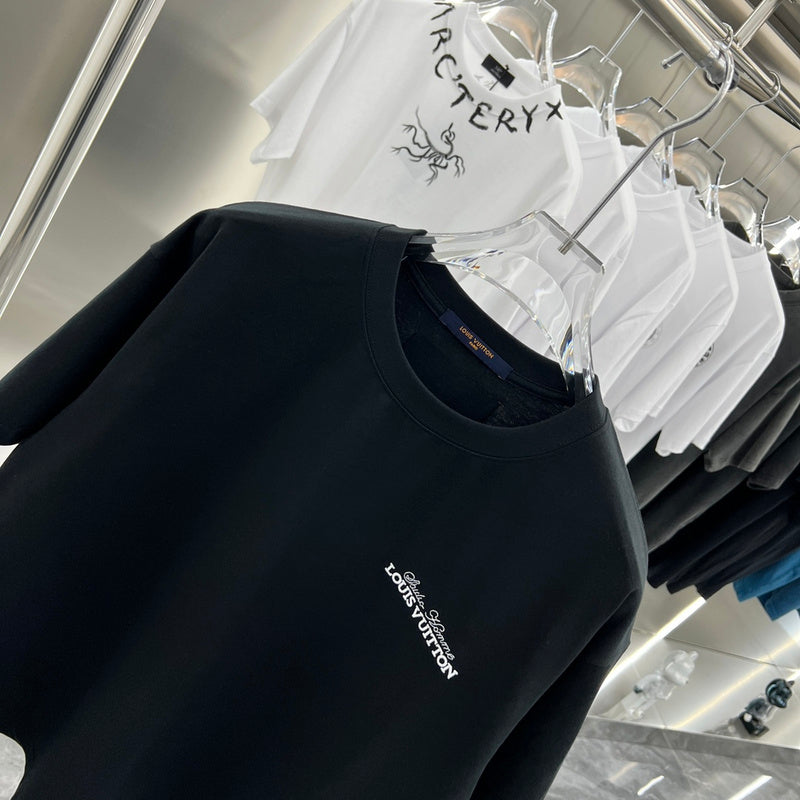 Close-up detail shot of Louis Vuitton cotton t-shirt with relaxed-fit cut