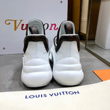 Louis Vuitton White Block Heel Pumps - Side Profile View