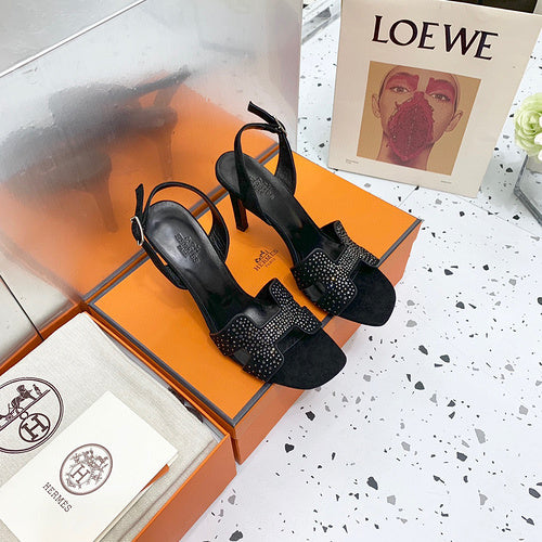 Hermès Burgundy Ankle Strap Sandals - Full Silhouette View
