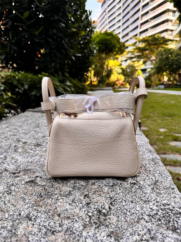 Side view of chic structured handbag