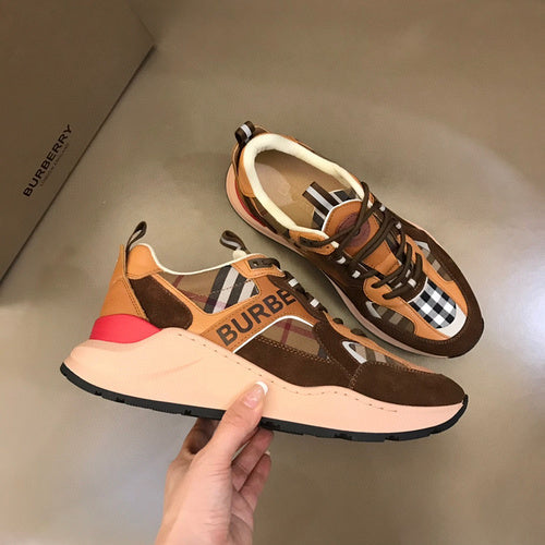 Burberry Beige High-Top Sneakers - Front View