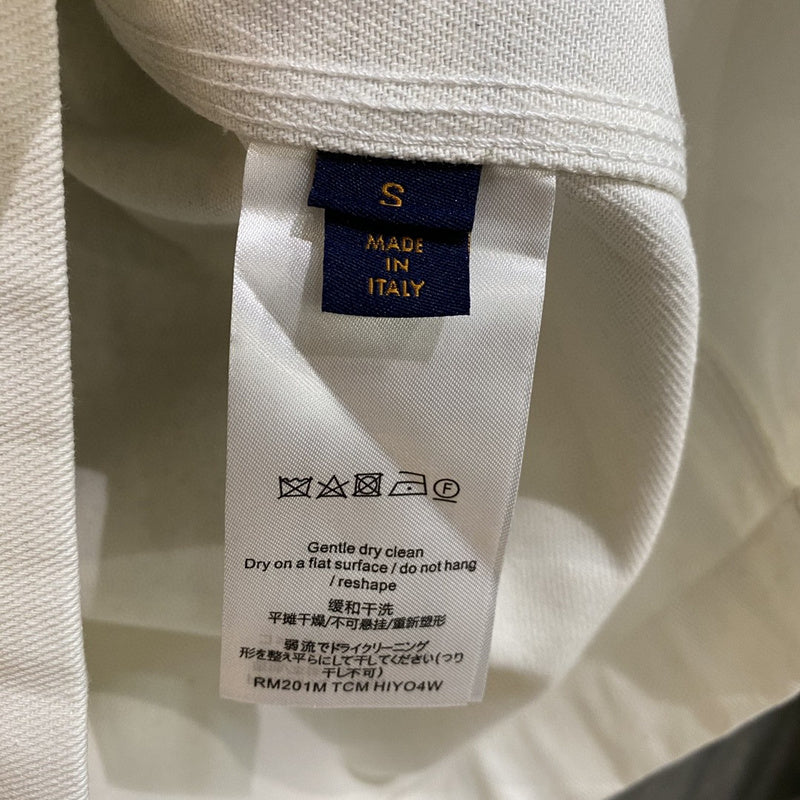 Side profile of Louis Vuitton luxury clothing with monogram-inspired silhouette