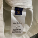 Side profile of Louis Vuitton luxury clothing with monogram-inspired silhouette
