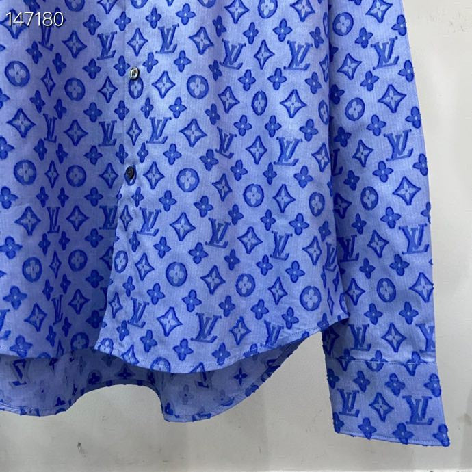 Front view of Louis Vuitton luxury clothing with signature branding