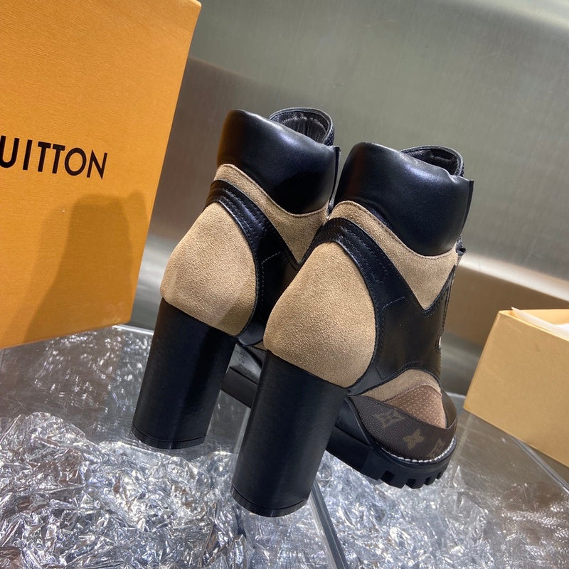 Louis Vuitton Tan Combat Boots - Angled View