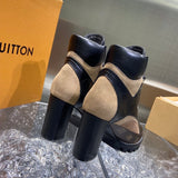 Louis Vuitton Tan Combat Boots - Angled View
