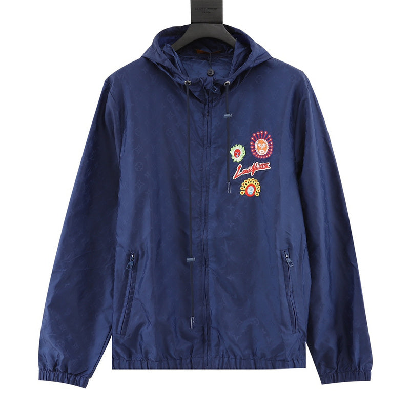 Front view of Louis Vuitton luxury clothing with monogram-inspired silhouette