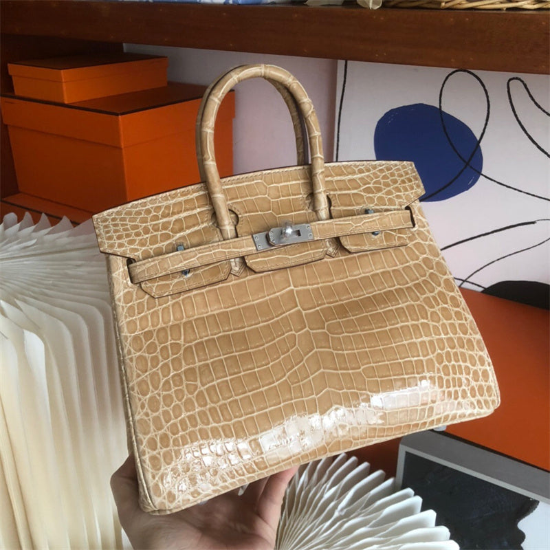 Side view of balanced structured handbag